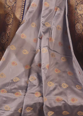 Blue Handloom Katan Pure Silk Saree With Blouse Piece