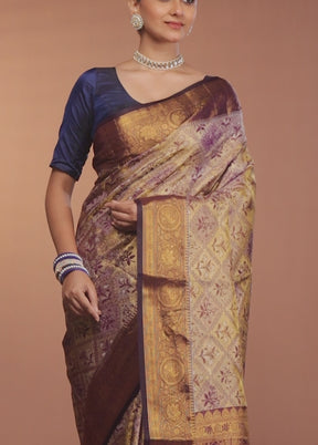 Purple Kanjivaram Silk Saree With Blouse Piece