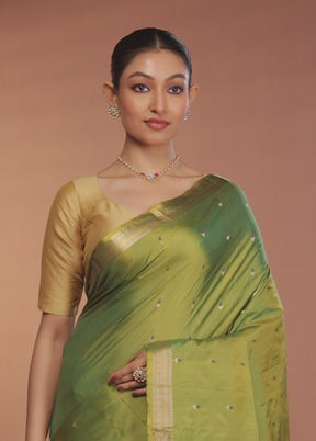 Green Kanjivaram Silk Saree With Blouse Piece