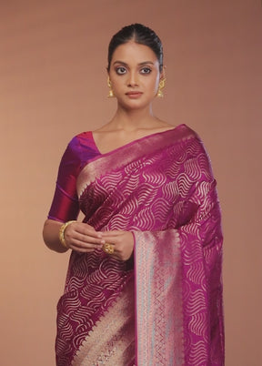 Purple Dupion Silk Saree With Blouse Piece