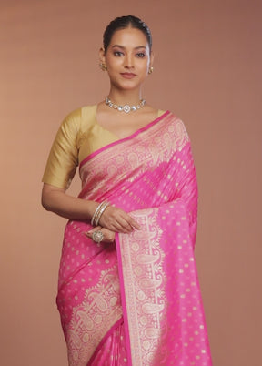 Pink Katan Silk Saree With Blouse Piece