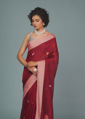 Pink Matka Silk Saree With Blouse Piece