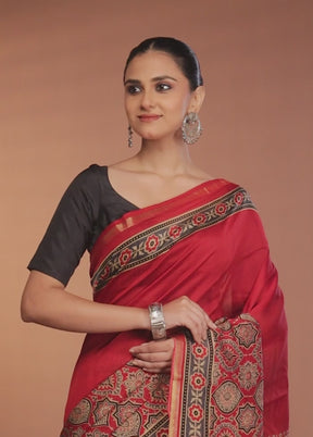 Multicolor Chanderi Silk Saree With Blouse Piece