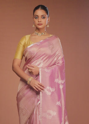 Pink Tissue Silk Saree With Blouse Piece