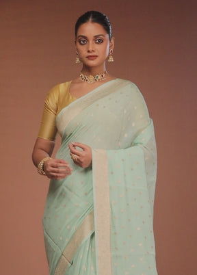 Green Georgette Saree With Blouse Piece