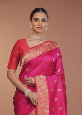 Purple Handloom Katan Pure Silk Saree With Blouse Piece