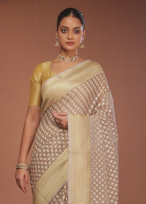 Grey Pure Cotton Saree With Blouse Piece