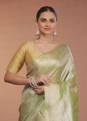 Green Tissue Silk Saree With Blouse Piece