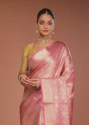 Pink Tissue Silk Saree With Blouse Piece