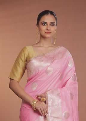 Pink Katan Silk Saree With Blouse Piece