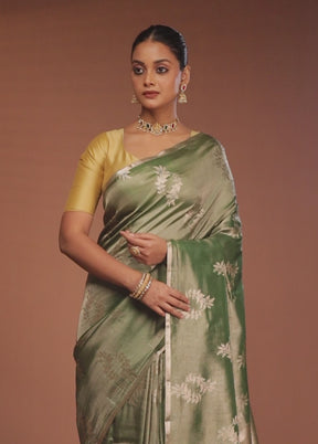Blue Tissue Silk Saree With Blouse Piece