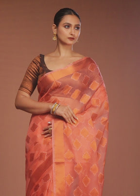 Pink Organza Saree With Blouse Piece