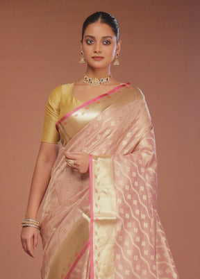Pink Tissue Silk Saree With Blouse Piece