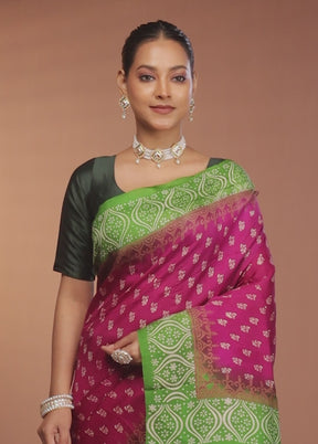 Purple Printed Pure Silk Saree Without Blouse Piece