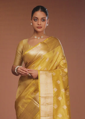 Yellow Tissue Silk Saree With Blouse Piece