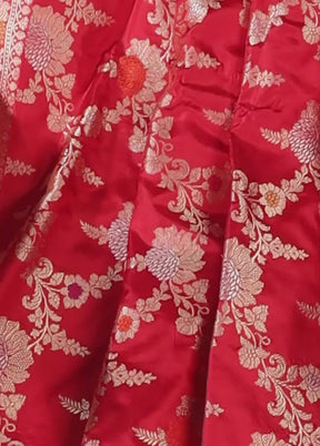 Red Handloom Katan Pure Silk Saree With Blouse Piece
