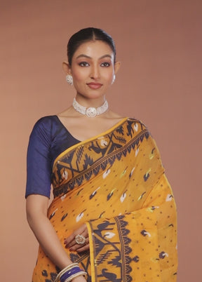 Yellow Tant Jamdani Saree Without Blouse Piece