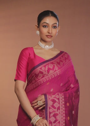 Purple Matka Silk Saree With Blouse Piece