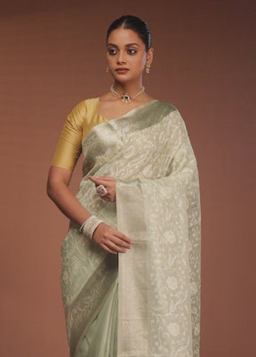 Cream Cotton Saree With Blouse Piece