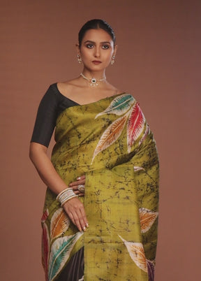 Multicolor Printed Pure Silk Saree Without Blouse Piece