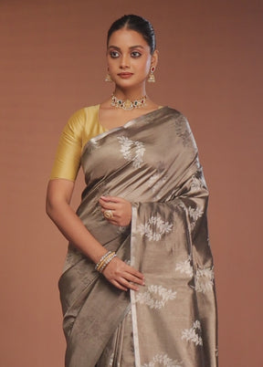 Grey Tissue Silk Saree With Blouse Piece