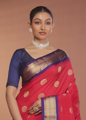 Red Kanjivaram Silk Saree With Blouse Piece