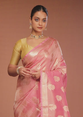 Pink Tissue Silk Saree With Blouse Piece