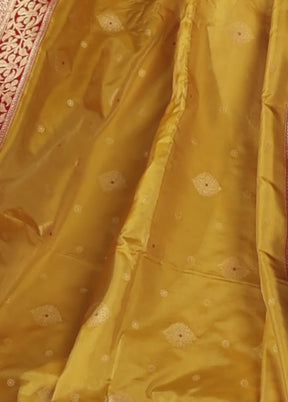 Yellow Handloom Katan Pure Silk Saree With Blouse Piece