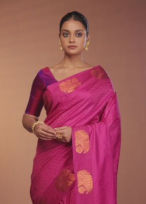 Purple Kanjivaram Silk Saree With Blouse Piece