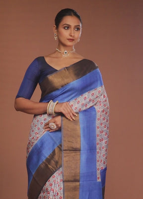 Multicolor Tussar Silk Saree With Blouse Piece