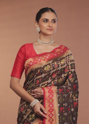 Black Dupion Silk Saree With Blouse Piece