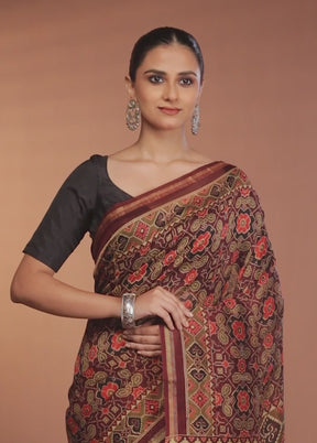 Multicolor Chanderi Silk Saree With Blouse Piece