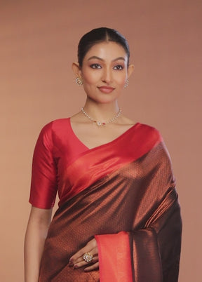 Black Dupion Silk Saree With Blouse Piece