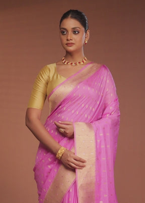 Pink Georgette Saree With Blouse Piece