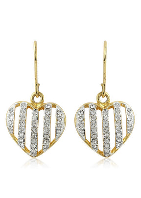 Estele Non Precious Metal 24Kt Gold And Silver Plated White Austrian crystal Heart Shaped Hanging Ea - Indian Silk House Agencies