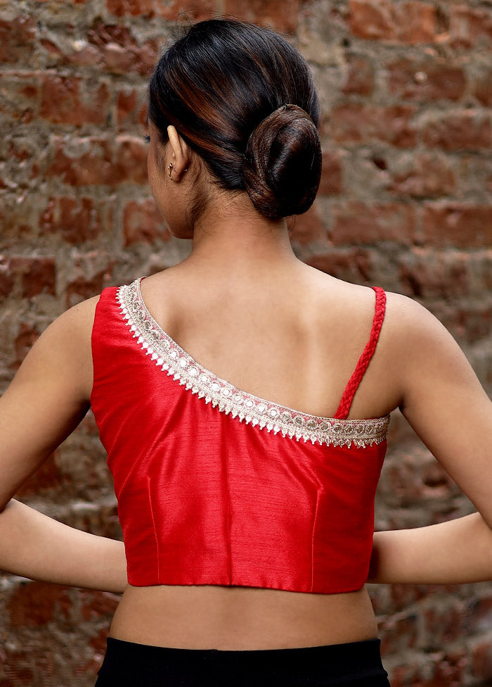 Red Dupion Silk Designer Blouse - Indian Silk House Agencies