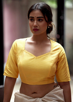 Yellow Dupion Silk Designer Blouse - Indian Silk House Agencies