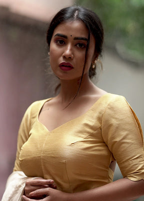 Golden Dupion Silk Designer Blouse - Indian Silk House Agencies