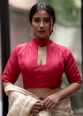 Red Dupion Silk Designer Blouse - Indian Silk House Agencies