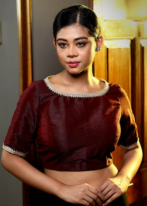 Maroon Dupion Silk Designer Blouse - Indian Silk House Agencies
