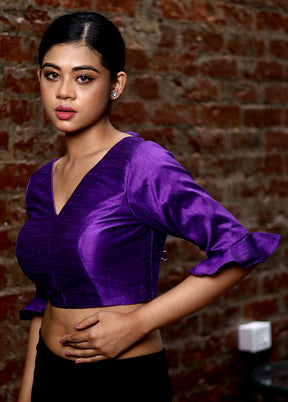 Purple Dupion Silk Designer Blouse - Indian Silk House Agencies