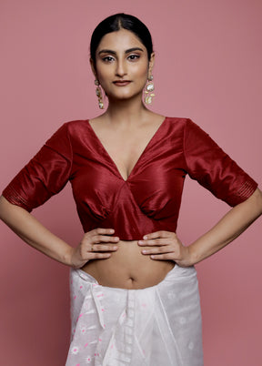 Maroon Dupion Silk Designer Blouse - Indian Silk House Agencies