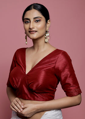 Maroon Dupion Silk Designer Blouse - Indian Silk House Agencies