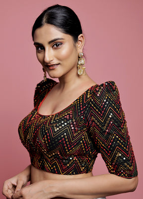 Black Sequin Designer Blouse - Indian Silk House Agencies