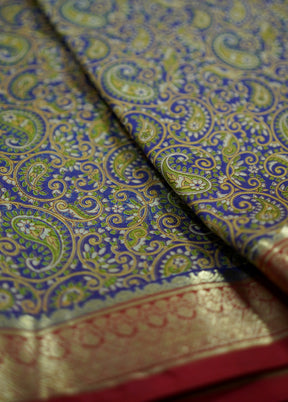 Purple Printed Pure Silk Saree With Blouse Piece - Indian Silk House Agencies