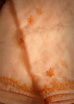 Peach Organza Saree With Blouse Piece - Indian Silk House Agencies