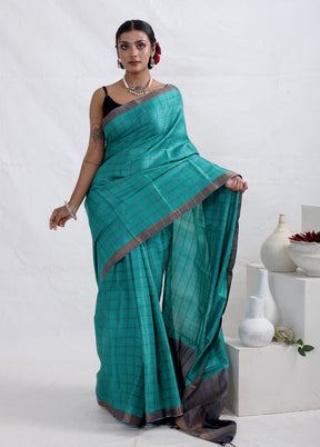 Blue Tussar Pure Silk Saree With Blouse Piece - Indian Silk House Agencies