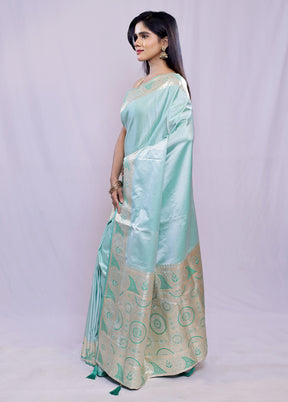 Green Dupion Silk Saree With Blouse Piece - Indian Silk House Agencies