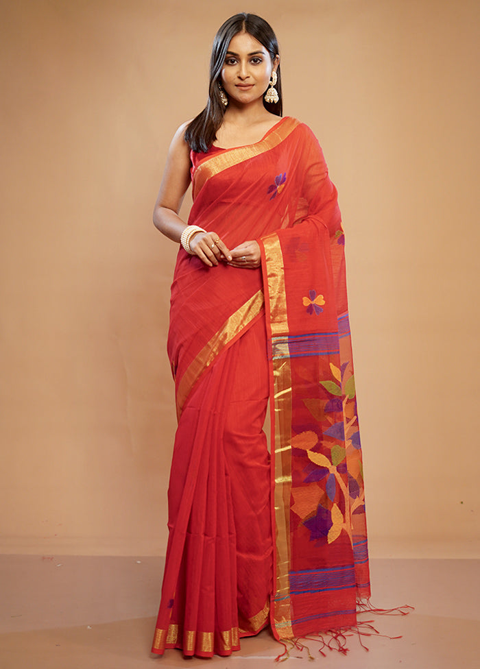 Red Matka Silk Saree With Blouse Piece - Indian Silk House Agencies