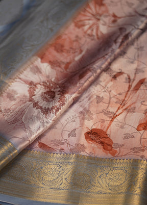 Grey Dupion Silk Saree With Blouse Piece - Indian Silk House Agencies